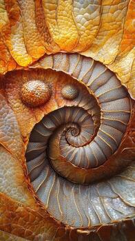 Close up abstract image shows a nautilus shell spiral photo