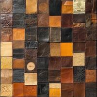 Collage features leather squares in various shades and textures photo