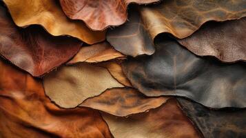 Multiple layers of aged and textured leather creating abstract pattern photo