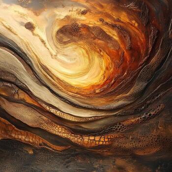 Abstract swirling texture with golden light and earthen tones photo