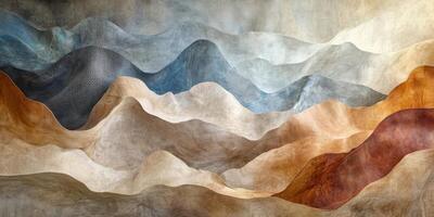 Abstract textured landscape shows layered hills and mountain ranges photo