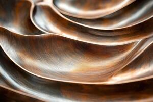Abstract wavy structure with bronze and gray metal textures photo