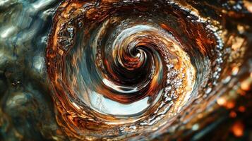 Abstract swirling vortex of colors and textures in circular pattern photo