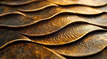Gold colored abstract textured scales with an elegant flowing design photo