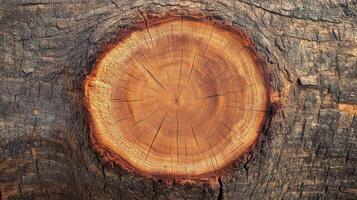 Close up of a tree trunk showing its growth rings photo