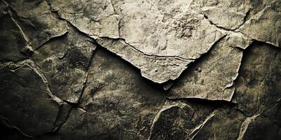 Close up photograph of rough cracked rock showing texture photo