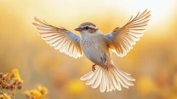 A bird flying in the air with its wings spread photo