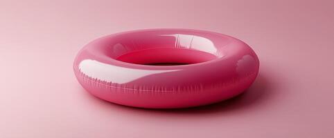 Bright pink inflatable pool ring on a soft pink surface photo