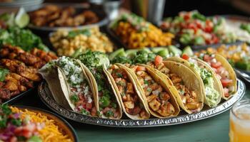 A table with many different types of tacos photo