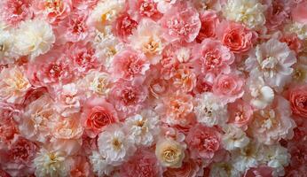 Colorful arrangement of soft pink flowers in a vibrant display photo