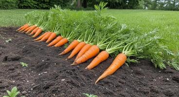 Carrots growing in the garden photo