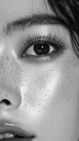 A woman with freckles on her face photo