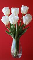 A vase with white flowers in it photo