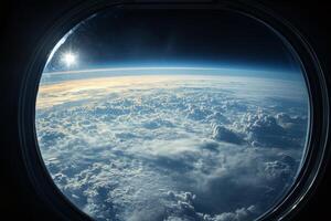 A view of the earth from an airplane window photo