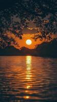 Sunset over the lake photo