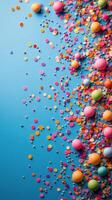 Colorful confetti falling from the sky photo