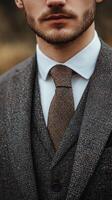 A man in a suit and tie looking to the side photo