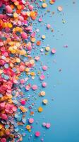 Colorful confetti falling from the sky photo