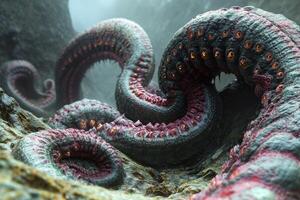 A large octopus with many tentacles on it's head photo