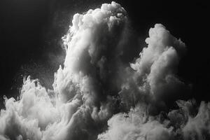 Dramatic waves crashing against each other creating a cloud of foam and mist in a dark background photo
