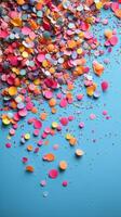 Colorful confetti falling from the sky photo