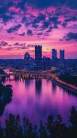 Pittsburgh skyline at sunset photo
