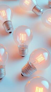 Many light bulbs are arranged in a row photo