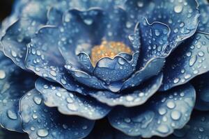 A close up of a blue flower with water droplets photo