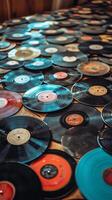 A large pile of old vinyl records photo