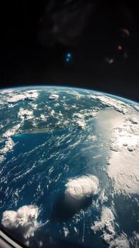 The earth from space with clouds and water photo