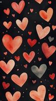 Colorful hearts pattern on a dark background for modern design and decoration photo