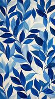 Vibrant blue leaves pattern designed for interior decoration in modern spaces photo
