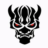 illustration graphics of design tribal art abstract devil's face head with red eyes vector