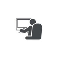 flat design illustration of an employee working in front of a computer. vector