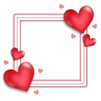 A frame with hearts and a red border png