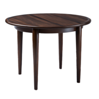 Vintage rosewood round coffee table isolated on transparent background png