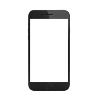 black smartphone with blank screen on a transparent background png