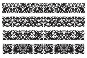 A set of ornamental borders in black and white vector