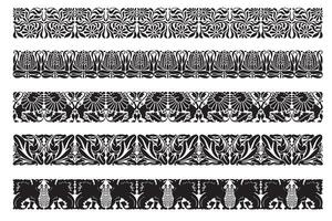 A set of black and white decorative borders vector