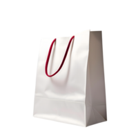 white paper bag with red handle on a transparent background png