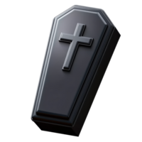 A black coffin with a cross on top png