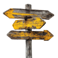 A wooden signpost with three arrows pointing in different directions png