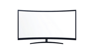A curved monitor with a white screen on it png