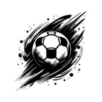 Soccer ball on black background with splashes vector