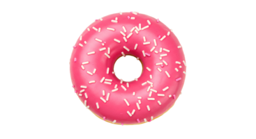 pink doughnut flat lay isolated transparent background strawberry donut top view sweet desserts donut with pink frosting sprinkles food photography graphic design elements baking tools png