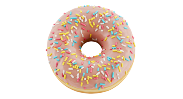 vanilla donut top view . vanilla doughnut flat lay isolated. vanilla donut dessert with sprinkles on top isolated for tasty food and desserts campaigns png