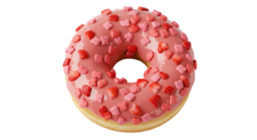 donut with pink frosting sprinkles transparent background strawberry donut top view flat lay isolated dessert graphics tasty food campaigns social media templates website themes cooking inspiration png