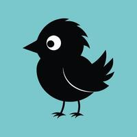 A black bird with big eyes on a blue background vector