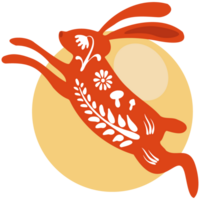 A rabbit jumping in the air with a full moon in the background png