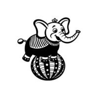 An elephant is riding on a ball in a circus vector